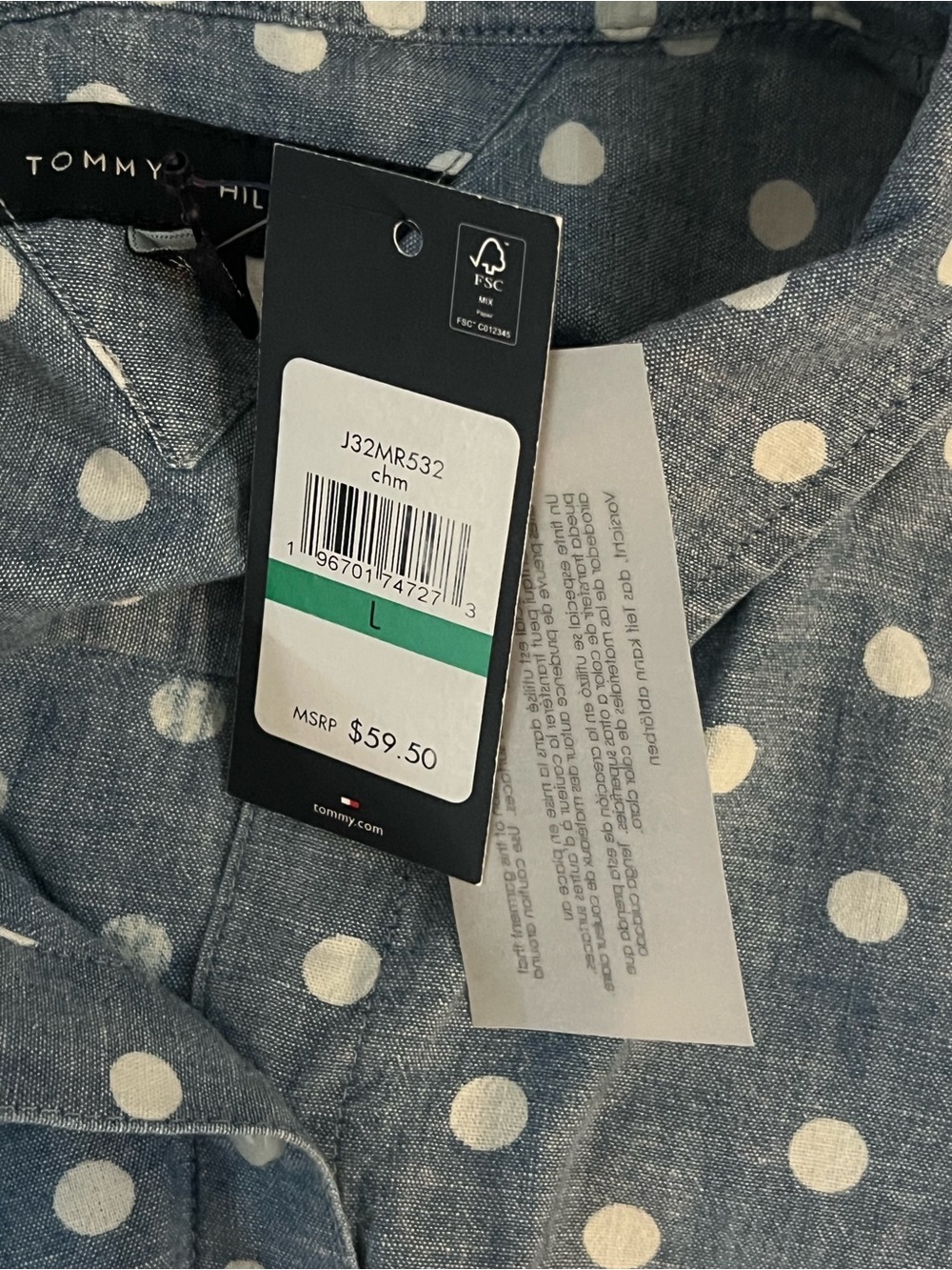 NWT Tommy Hilfiger Polka Dot Sleeveless Button Up Blouse – Women’s Large - Picture 7 of 8